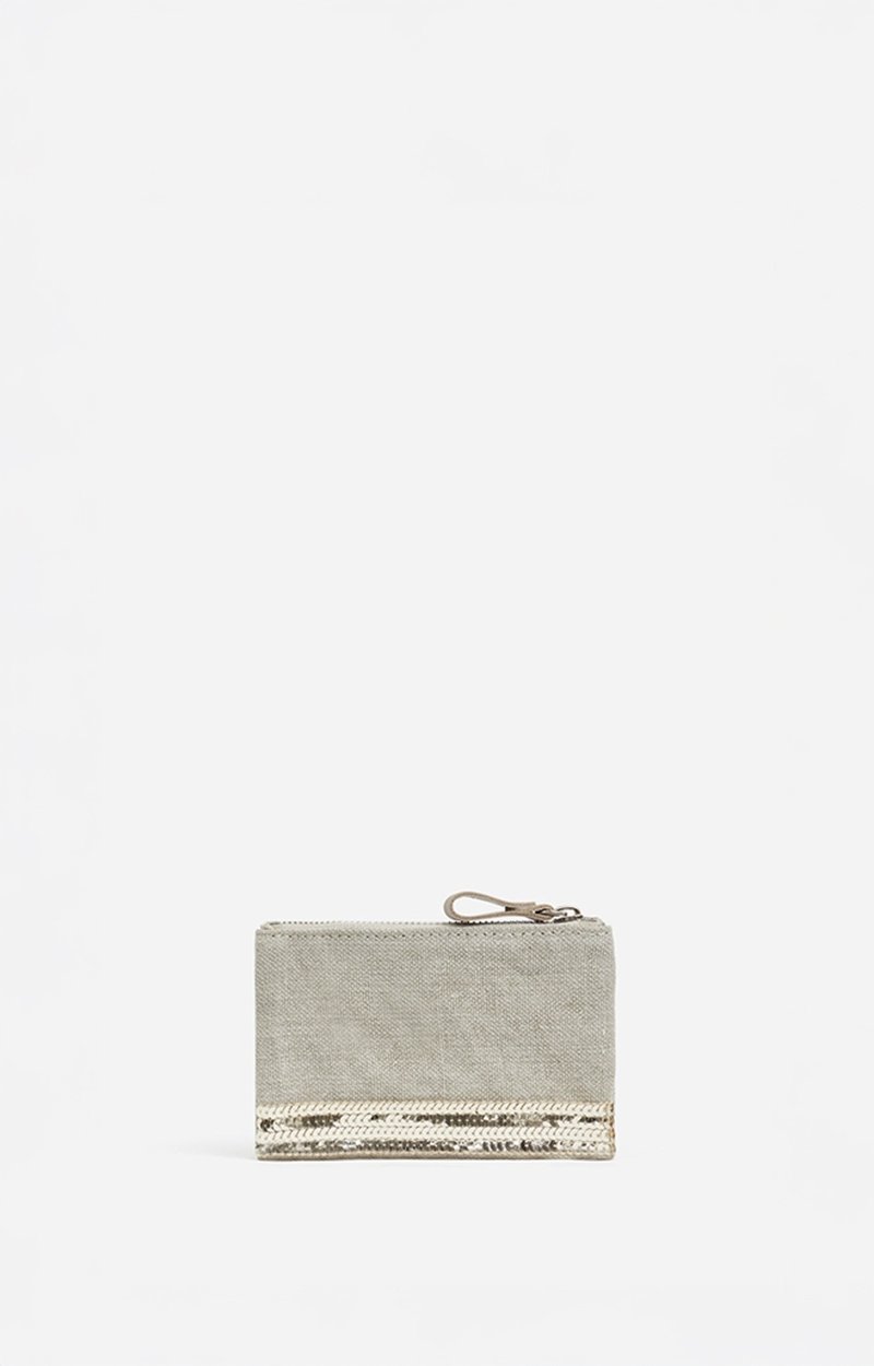 Petite Pochette Zipp&eacute;e En Lin En Lin & Paillettes VANESSA BRUNO