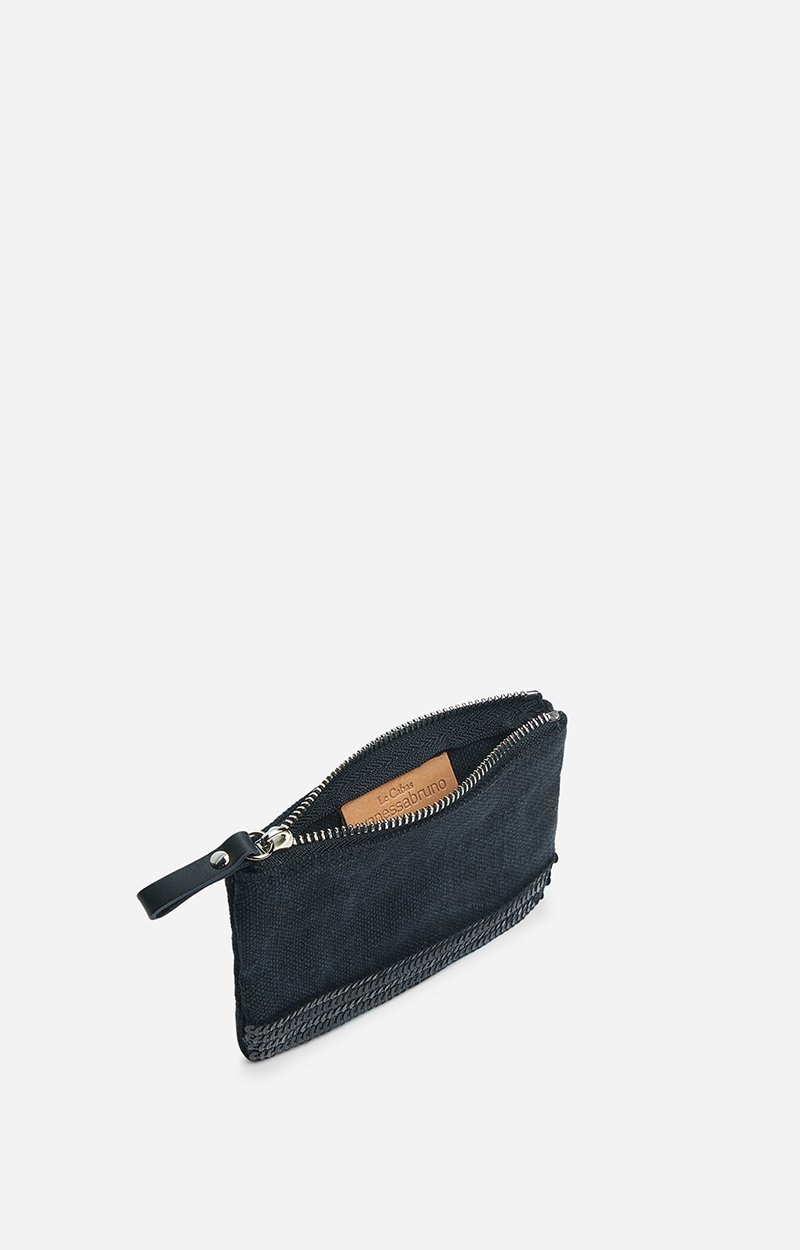 Petite Pochette Zipp&eacute;e En Lin En Lin & Sequins VANESSA BRUNO
