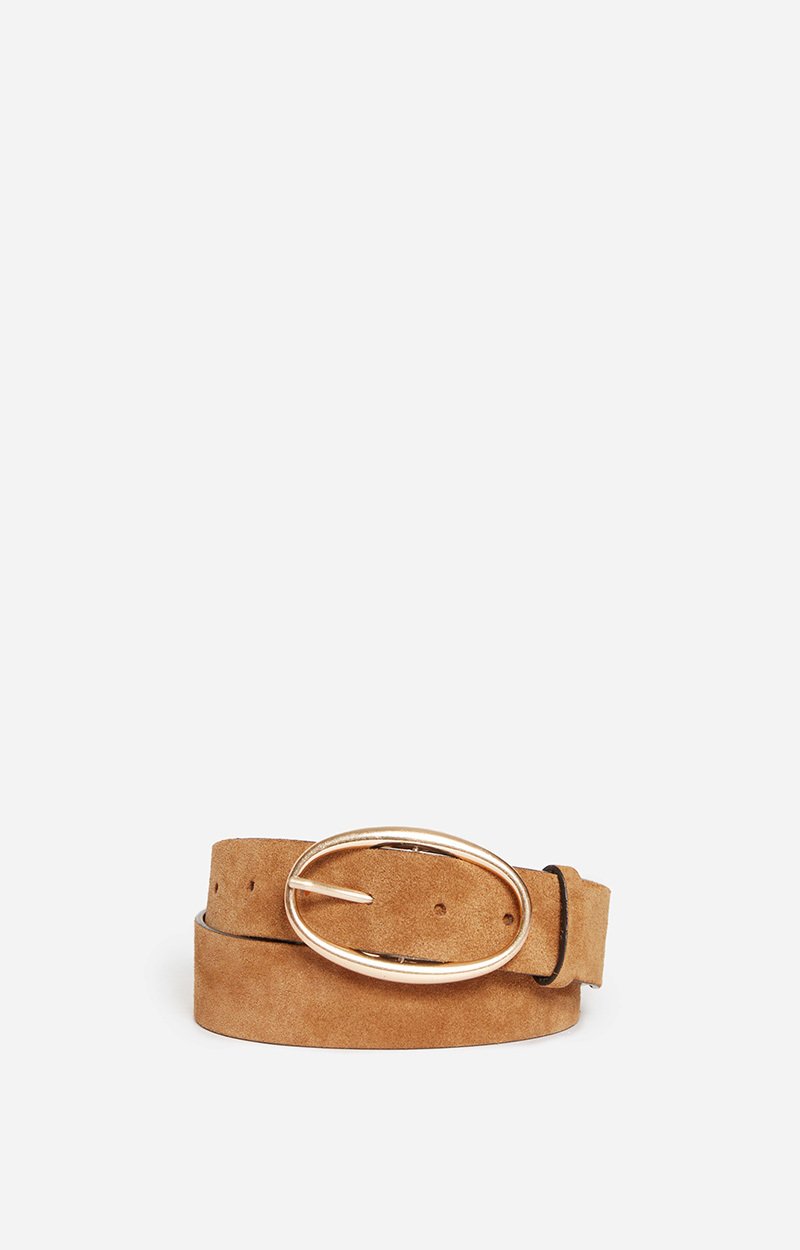 Ceinture Iris Marron En Cuir Velours 35Mm En Su&egrave;de VANESSA BRUNO