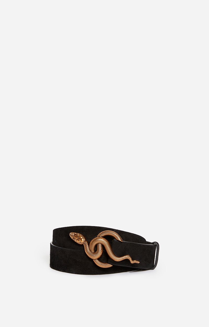 Ceinture Cl&eacute;o Noire En Cuir Velours 35Mm Fabriqu&eacute; en Italie VANESSA BRUNO