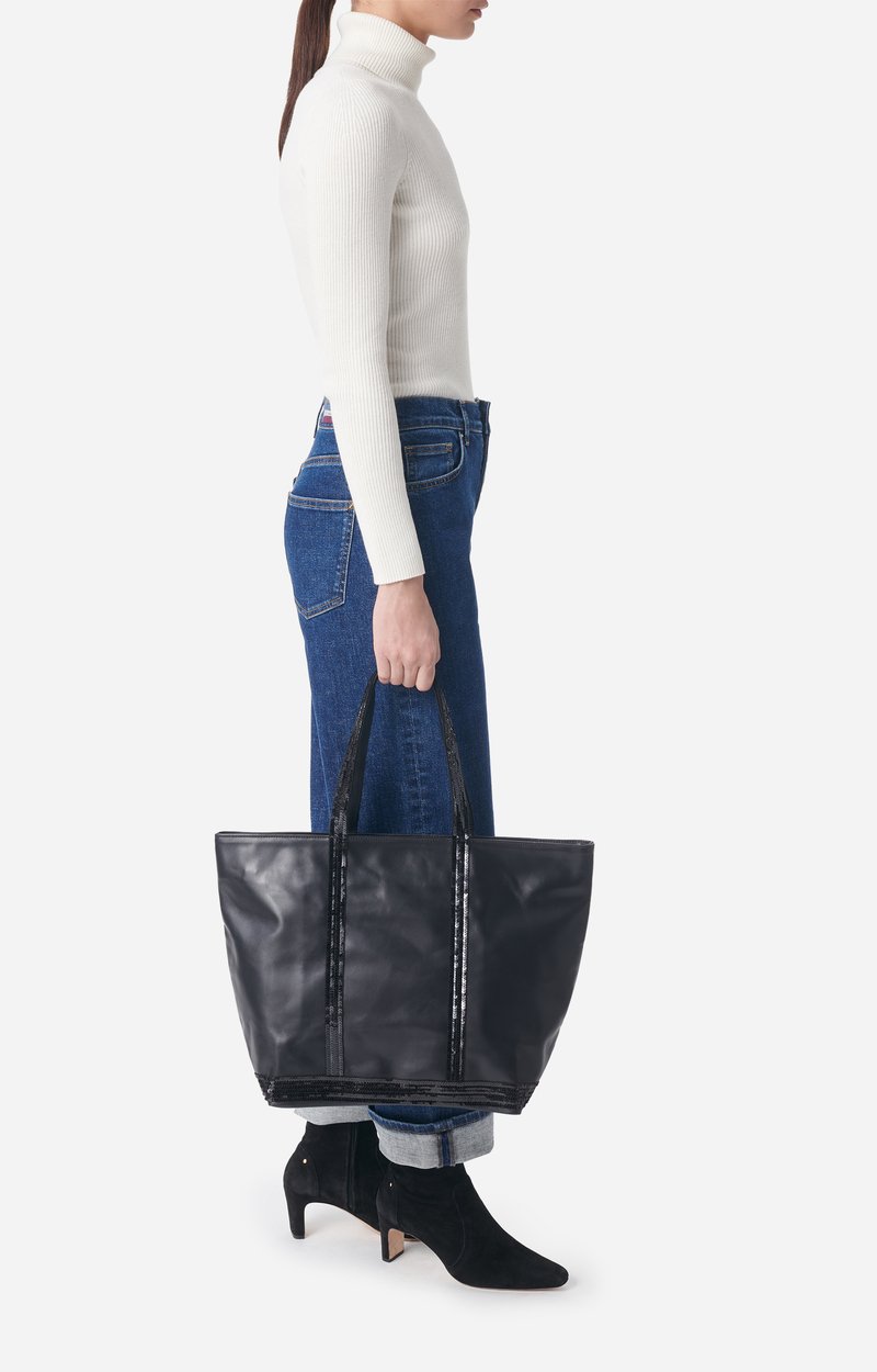 Cabas L Zipp&eacute; En Cuir Lisse Port&eacute; &eacute;paule avec fermeture &eacute;clair VANESSA BRUNO
