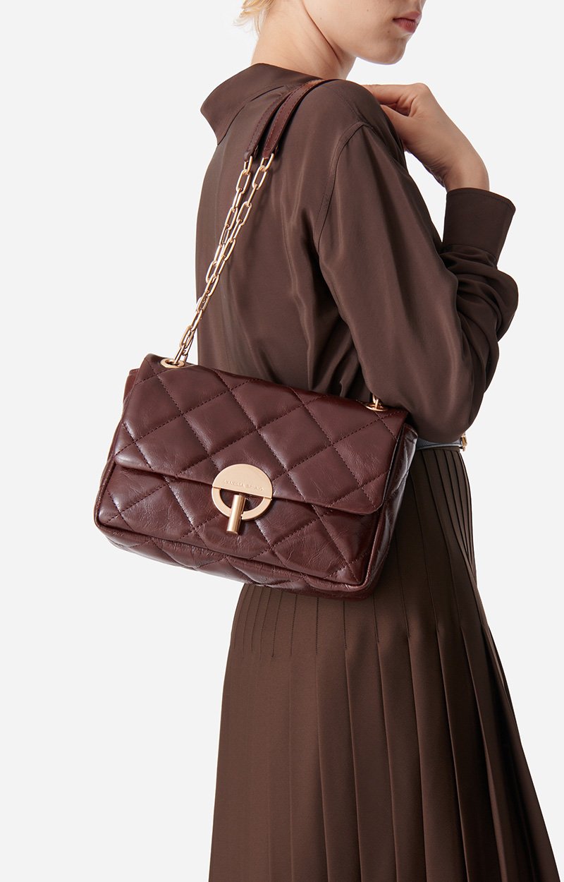 Grand Sac Moon En Cuir Craquel&eacute; Cuir craquel&eacute; matelass&eacute;, Made In Italie VANESSA BRUNO