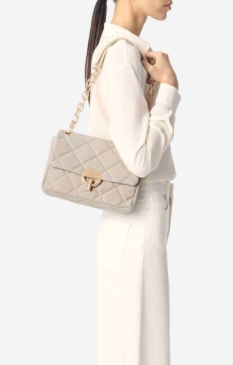 Grand Sac Moon En Lin Lin matelass&eacute;, fermoir dor&eacute;, Made In Italie VANESSA BRUNO