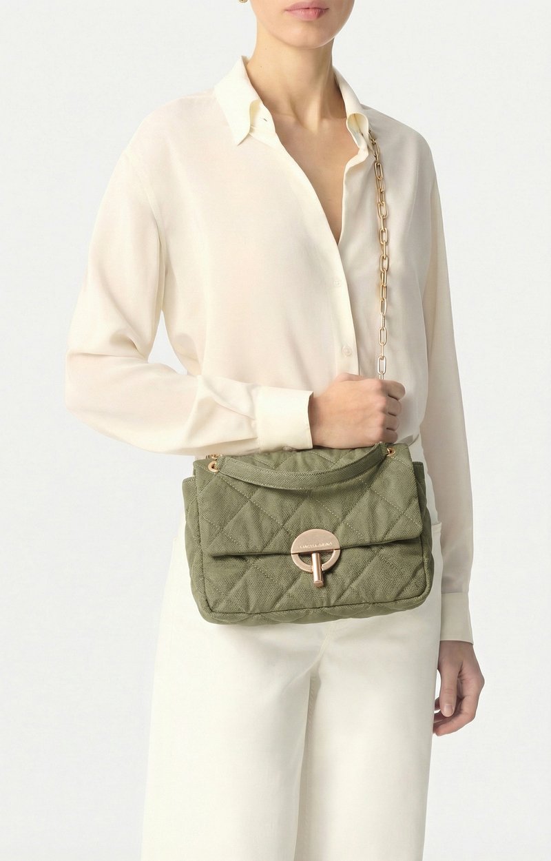 Grand Sac Moon En Lin Lin matelass&eacute;, fermoir dor&eacute;, Made In Italie VANESSA BRUNO