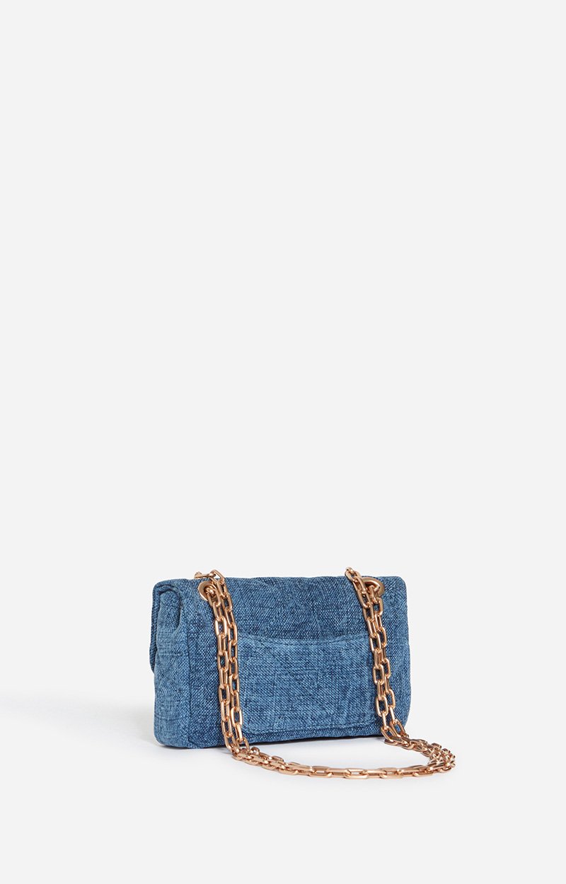 Petit Sac Moon En Lin Lin matelass&eacute;, fermoir dor&eacute;, Made In Italie VANESSA BRUNO