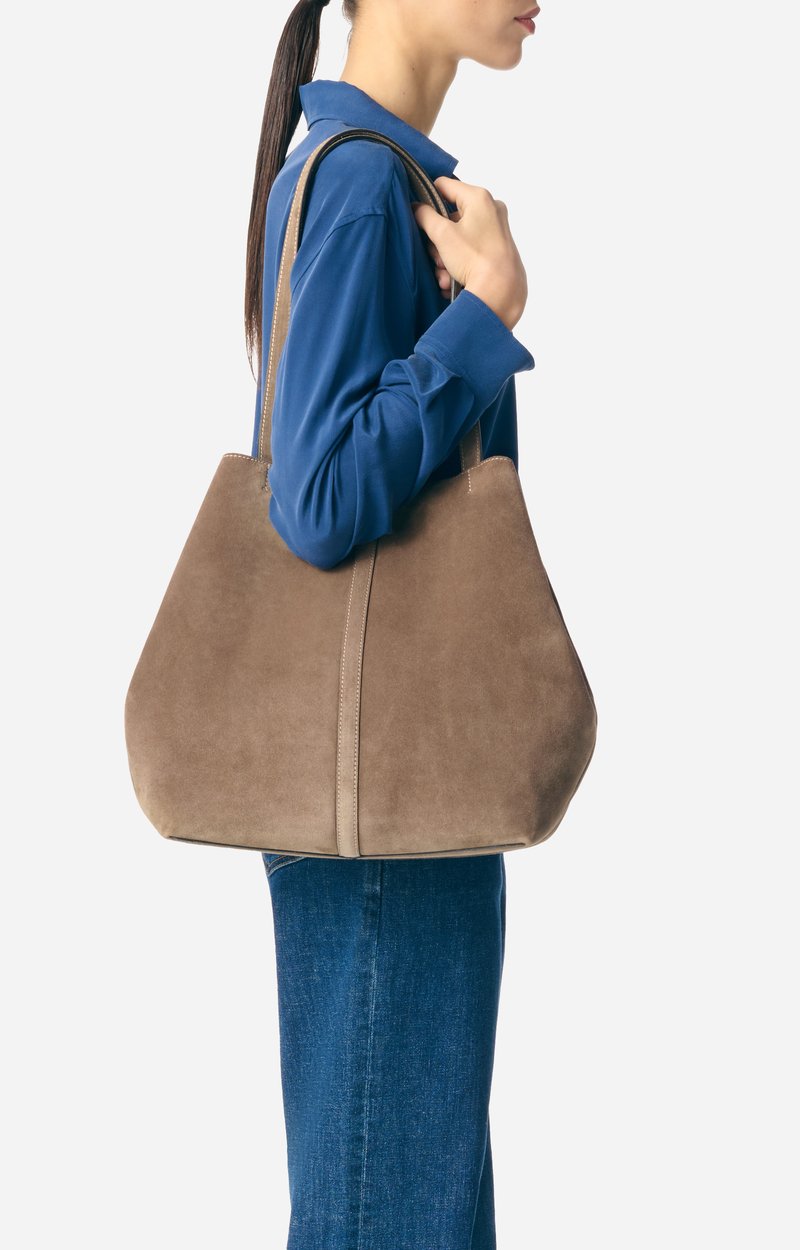 Grand Cabas Daily En Cuir Velours Cuir de Vachette, Made In Italie VANESSA BRUNO