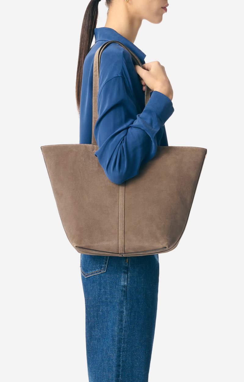 Petit Cabas Daily En Cuir Velours Cuir de Vachette, Made In Italie VANESSA BRUNO