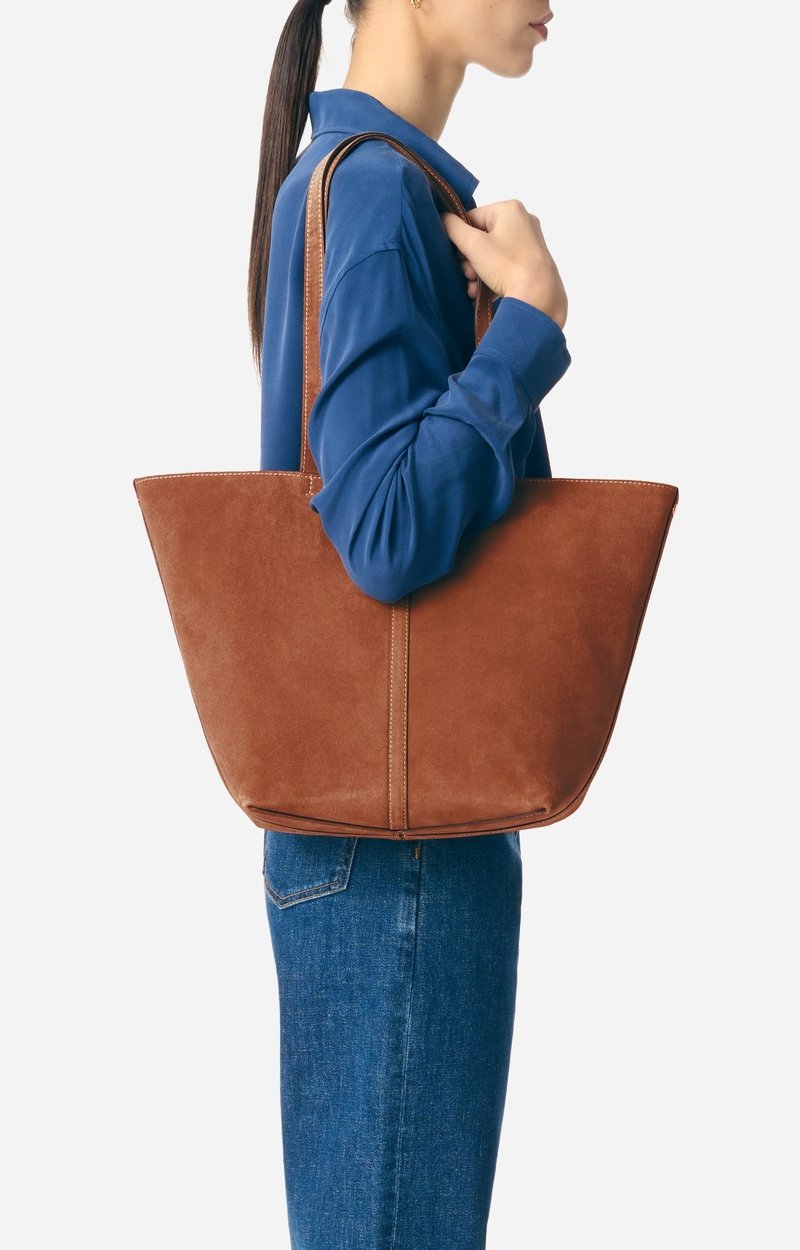 Petit Cabas Daily En Cuir Velours Cuir de Vachette, Made In Italie VANESSA BRUNO