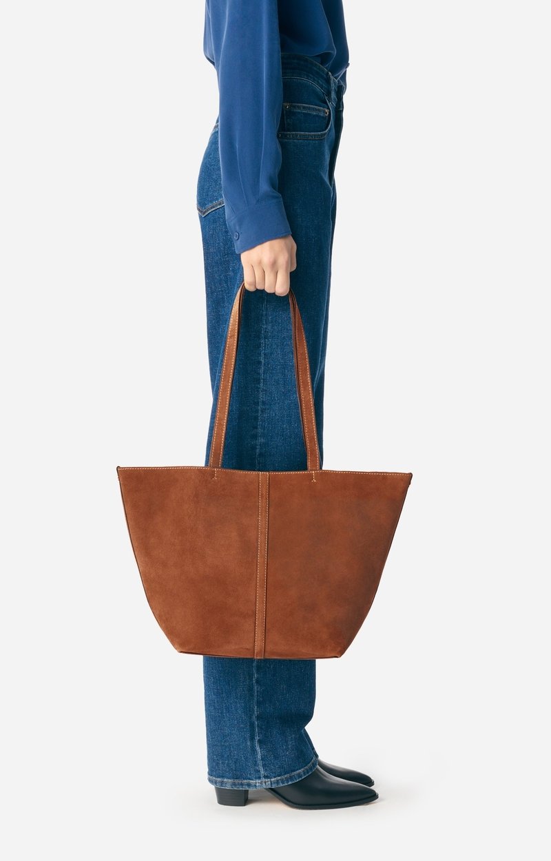 Petit Cabas Daily En Cuir Velours Cuir de Vachette, Made In Italie VANESSA BRUNO
