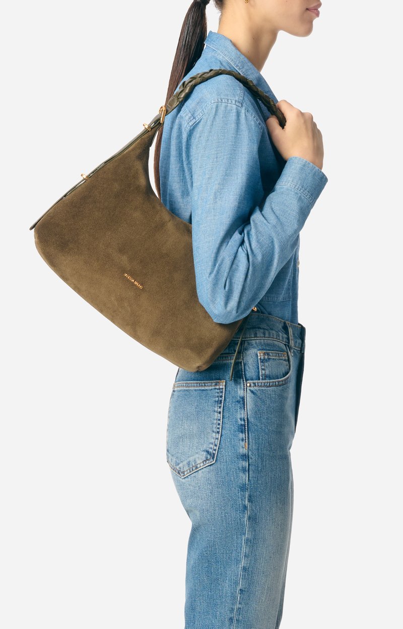Petit Sac Hobo Jess En Cuir Velours En Cuir De Vachette, Fabriqu&eacute; En Italie VANESSA BRUNO