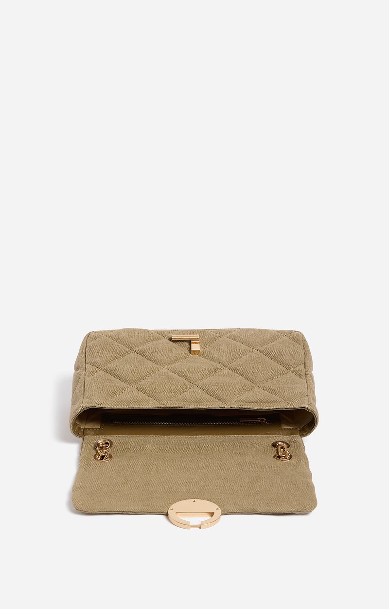 Grand Sac Moon En Lin Lin matelass&eacute;, fermoir dor&eacute;, Made In Italie VANESSA BRUNO