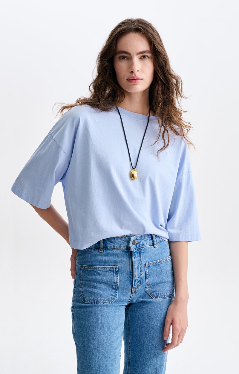 T-Shirt Crop Camomille Coton bio, crop boxy, made in Portugal VANESSA BRUNO