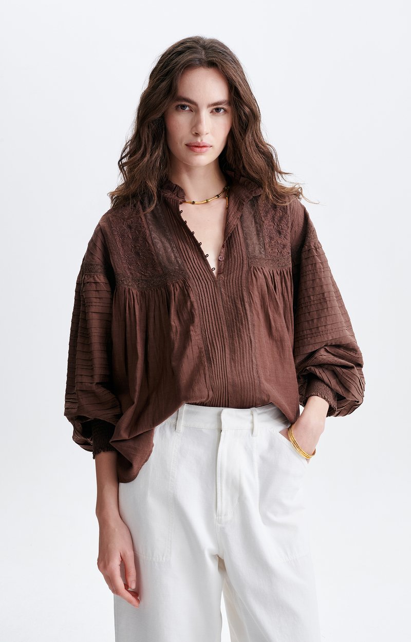 Blouse Brod&eacute;e Dahlia Coton, broderies dentelle, coupe cropped VANESSA BRUNO