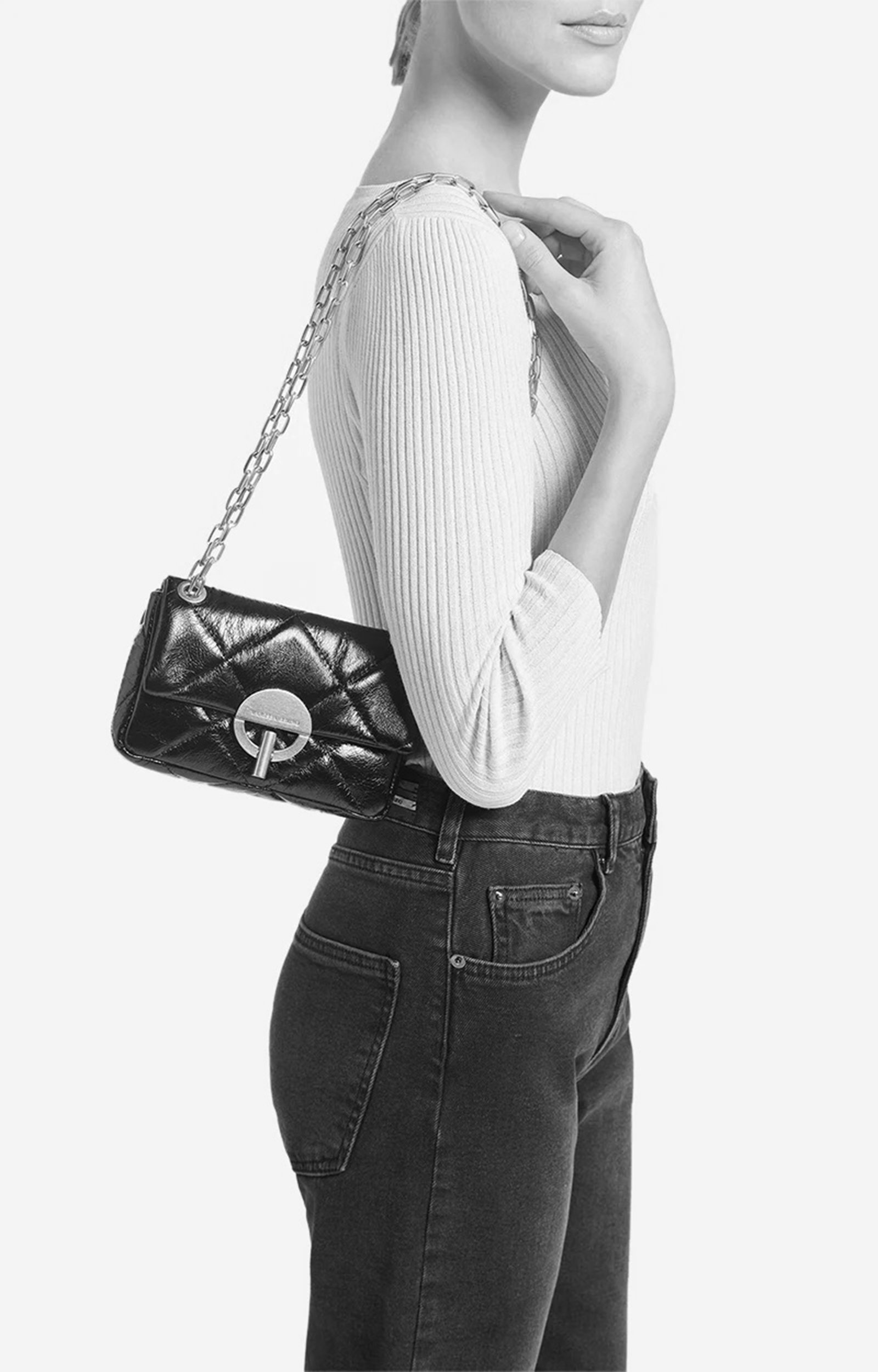 Petit Sac Moon En Cuir Craquel&eacute; Cuir craquel&eacute;, fermoir dor&eacute;, Made In Italie VANESSA BRUNO