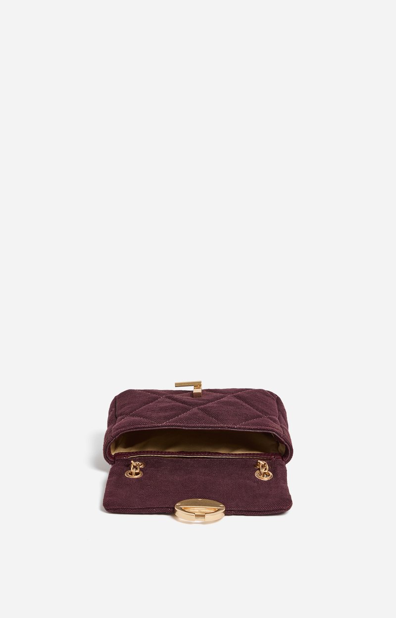 Petit Sac Moon En Lin Lin matelass&eacute;, fermoir dor&eacute;, Made In Italie VANESSA BRUNO