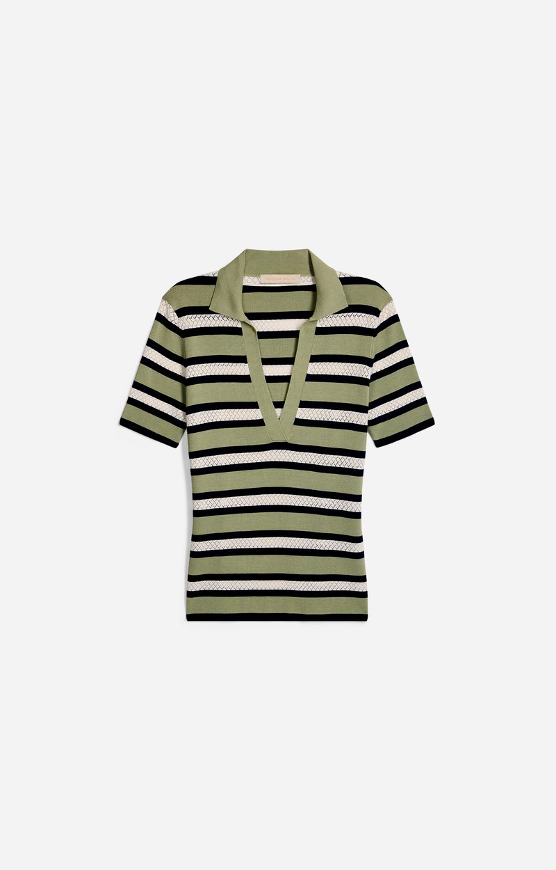Pull Col Polo Ray&eacute; Handy Motifs tress&eacute;s ajour&eacute;s, col polo textur&eacute; VANESSA BRUNO