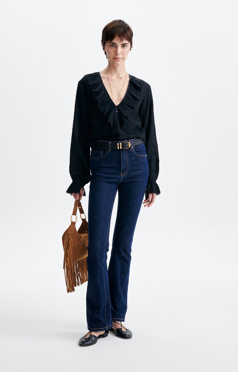 Blouse Brod&eacute;e Helea Coton brod&eacute;, grand volant crois&eacute;, col V VANESSA BRUNO