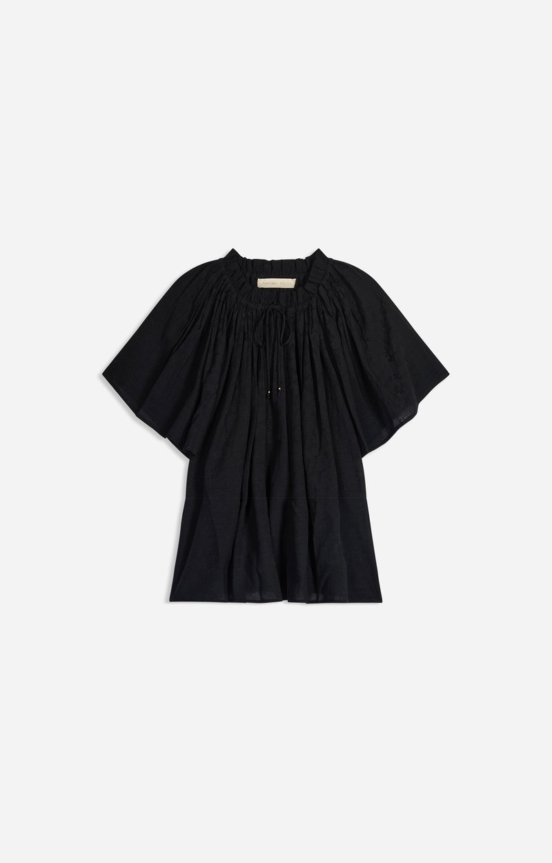 Blouse Halisson Coton brod&eacute;, manches papillon, col lacet VANESSA BRUNO