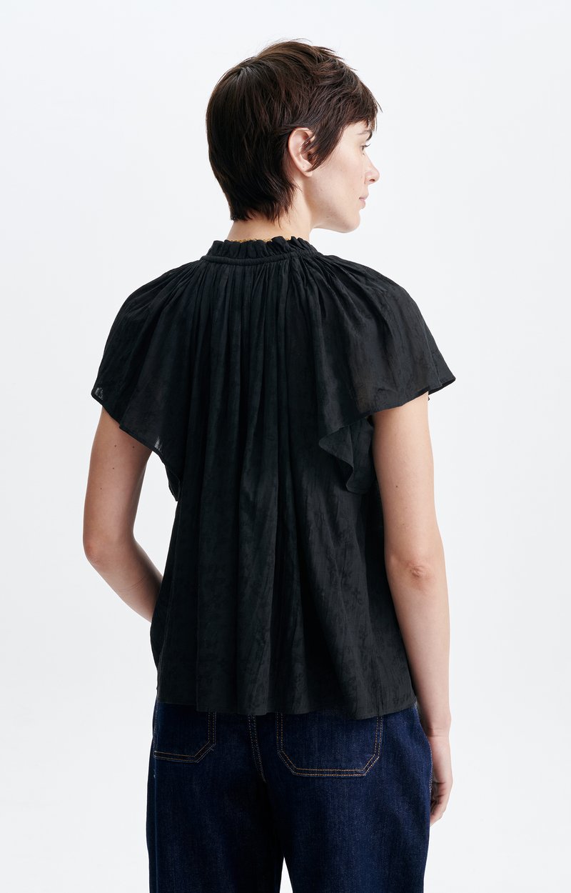 Blouse Halisson Coton brod&eacute;, manches papillon, col lacet VANESSA BRUNO