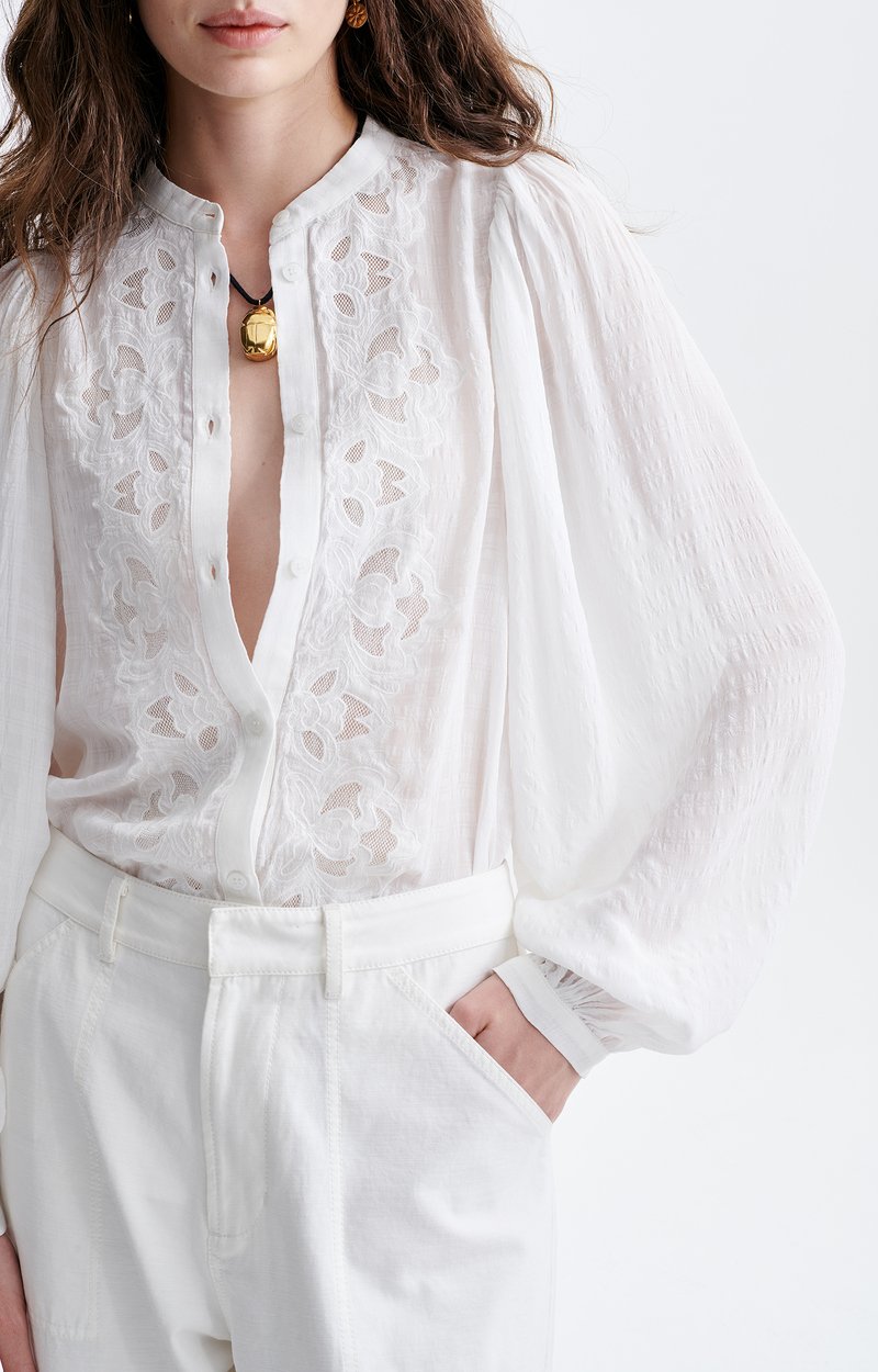 Blouse Brod&eacute;e Haldo Coton brod&eacute;, col montant boutonn&eacute; long VANESSA BRUNO