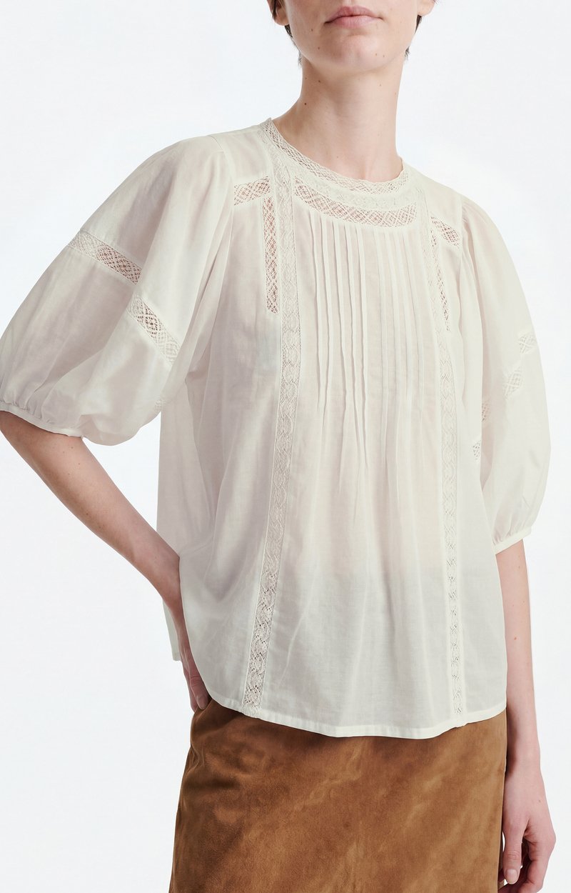 Blouse Manches Ballon Hava Coton et dentelle, manches ballon ivoire VANESSA BRUNO