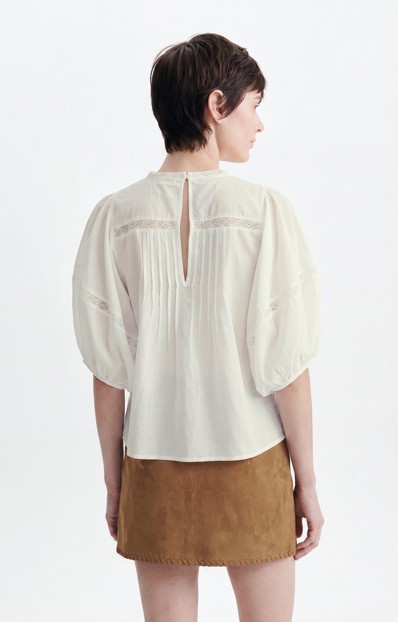 Blouse Manches Ballon Hava Coton et dentelle, manches ballon ivoire VANESSA BRUNO