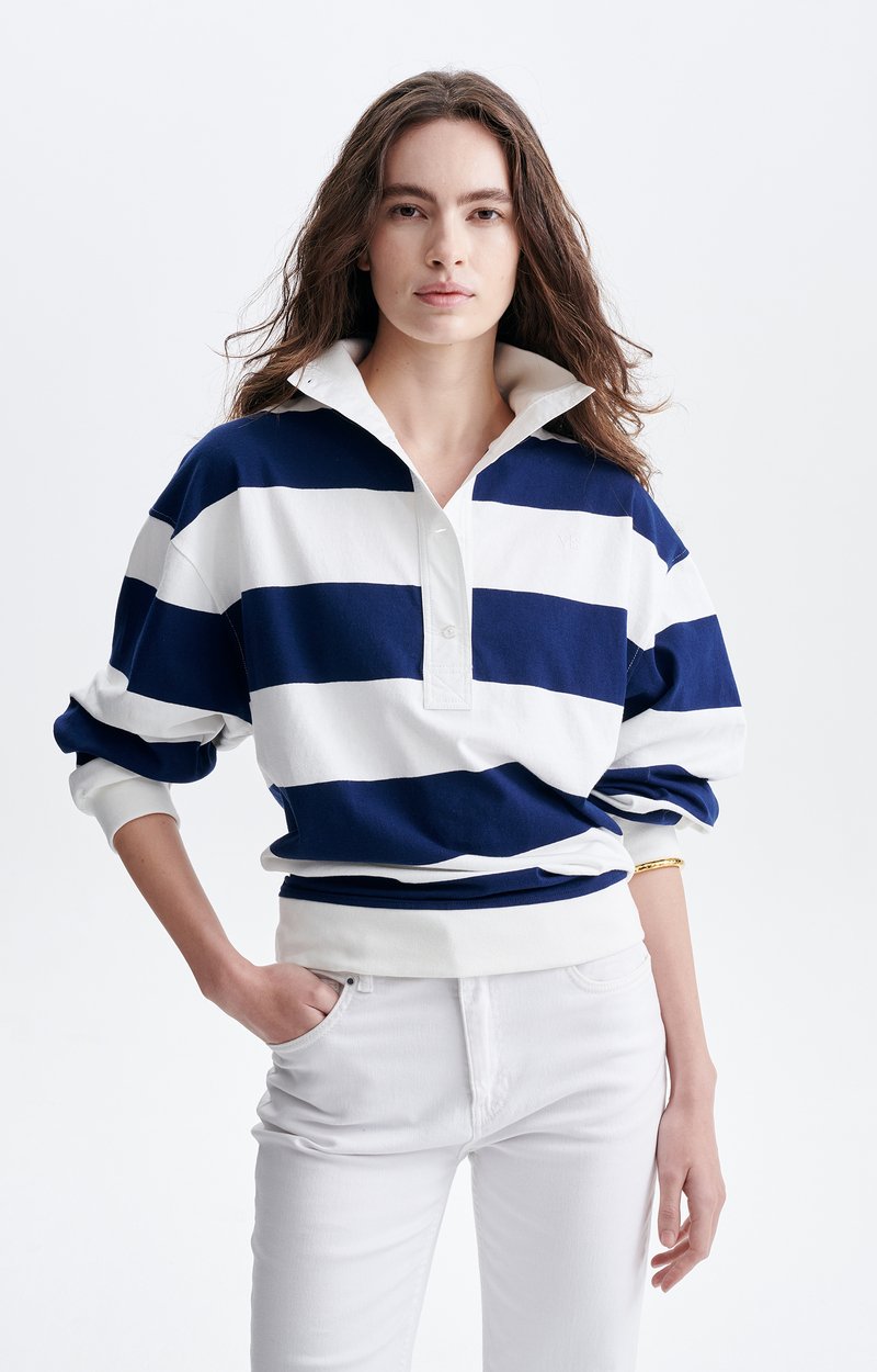 Pull Ray&eacute; Halek Coton bio, rayures larges, col montant VANESSA BRUNO