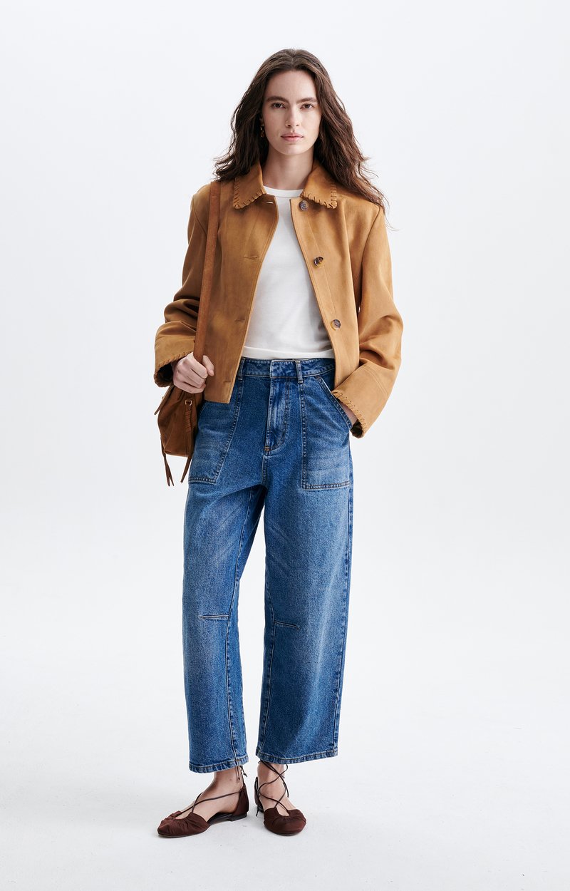 Veste Courte Daim Hector Daim, col claudine, boutons corne VANESSA BRUNO