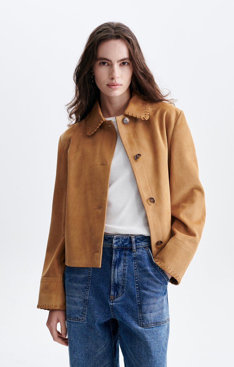 Veste Courte Daim Hector Daim, col claudine, boutons corne VANESSA BRUNO