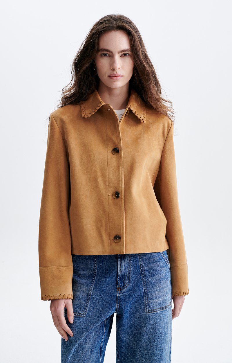 Veste Courte Daim Hector Daim, col claudine, boutons corne VANESSA BRUNO