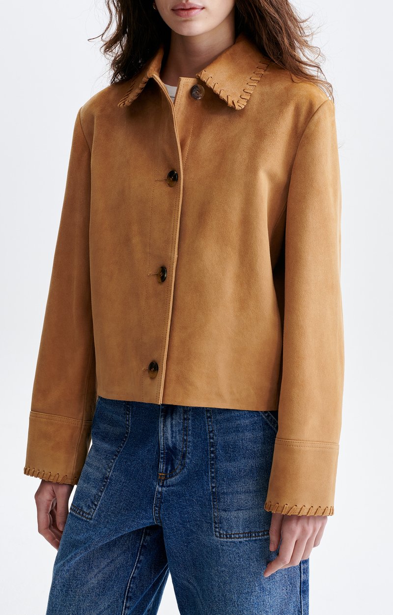 Veste Courte Daim Hector Daim, col claudine, boutons corne VANESSA BRUNO