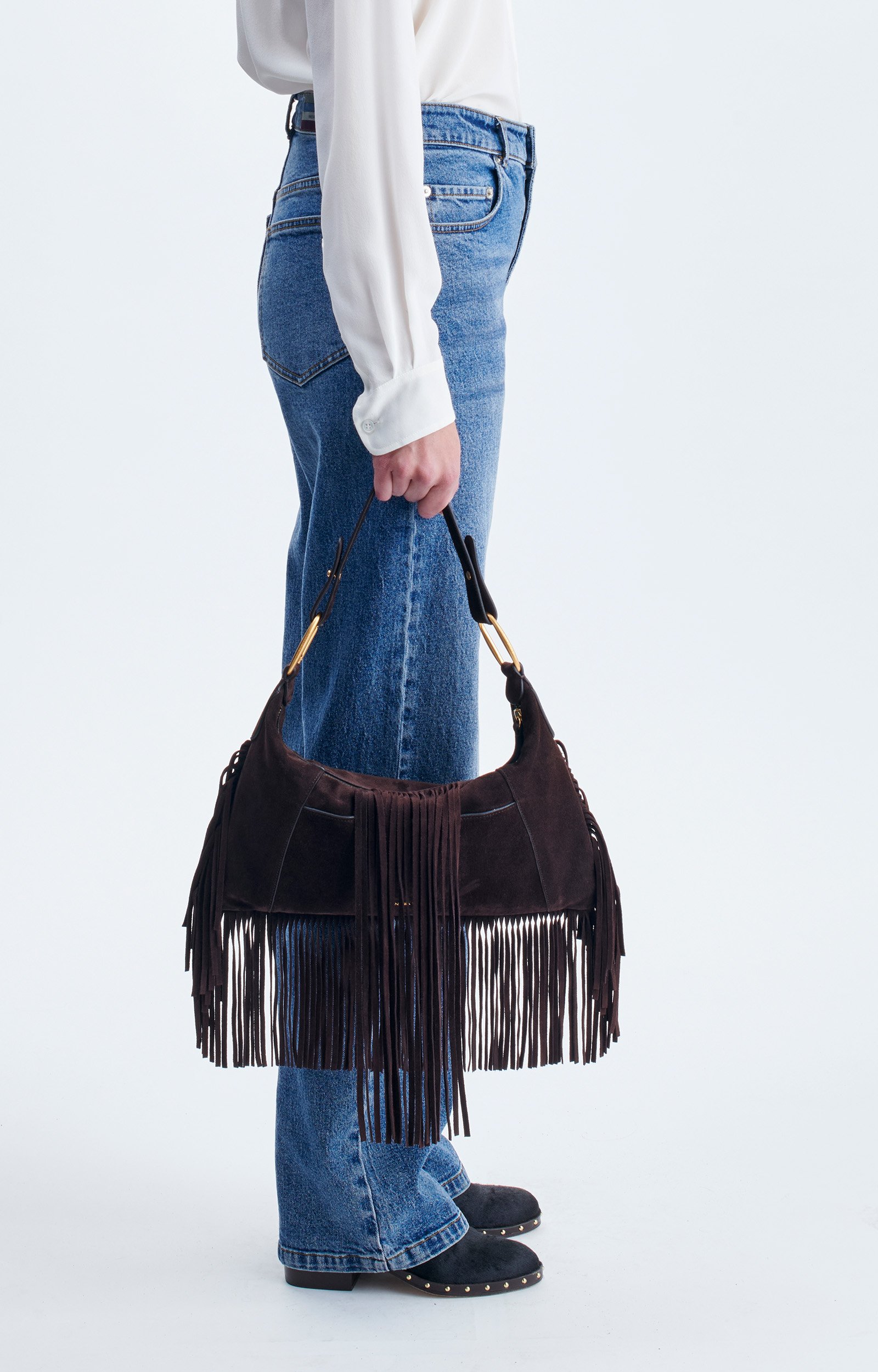 Sac Mathilde En Cuir Velours &Agrave; Franges En 100% cuir de vachette VANESSA BRUNO