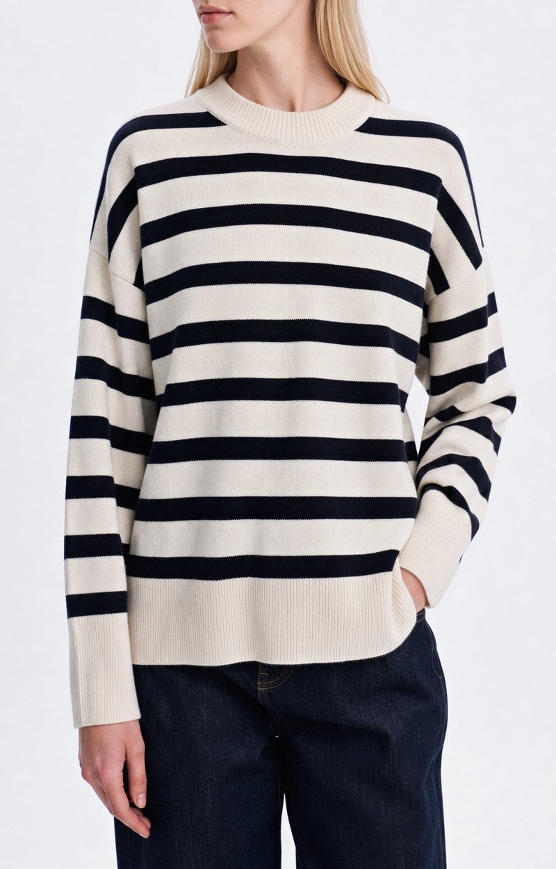Pull Haris Pull ray&eacute; col rond en laine m&eacute;rinos VANESSA BRUNO