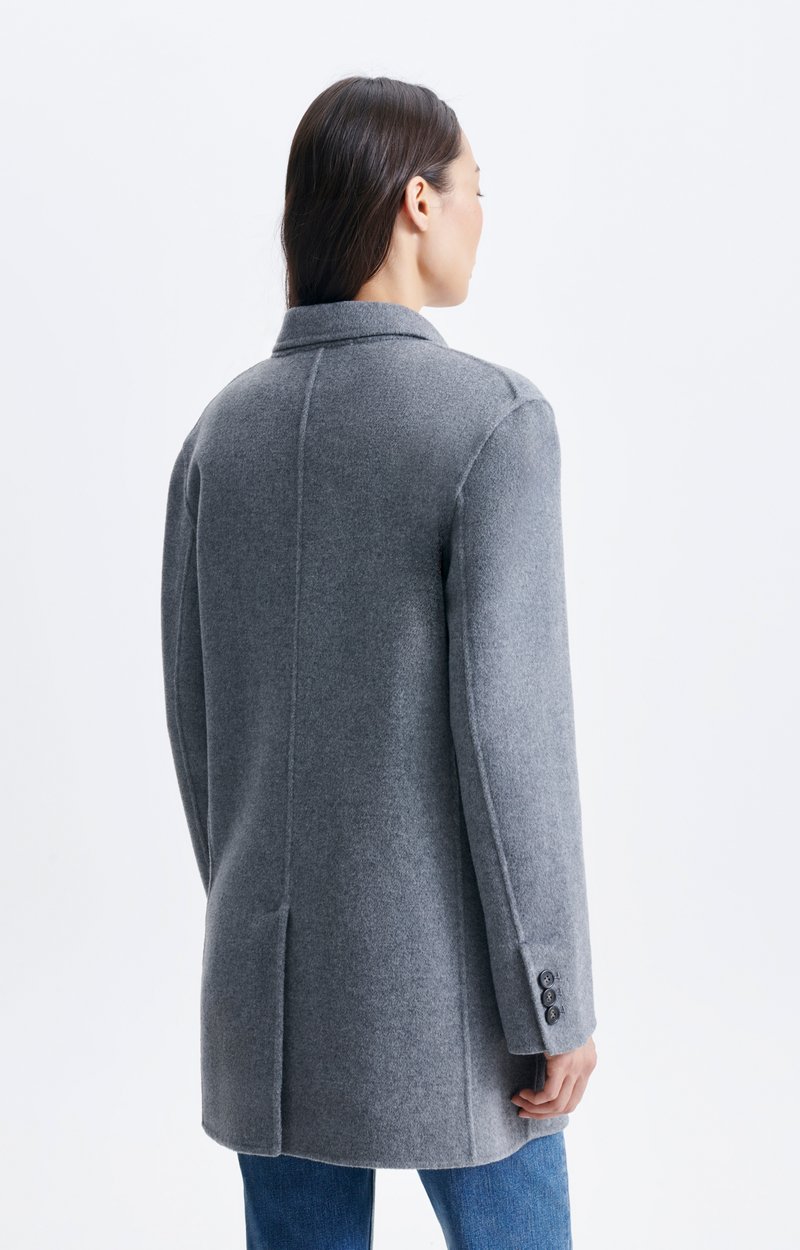 Veste Helenka Blazer &agrave; franges en laine double face, gris chin&eacute; VANESSA BRUNO