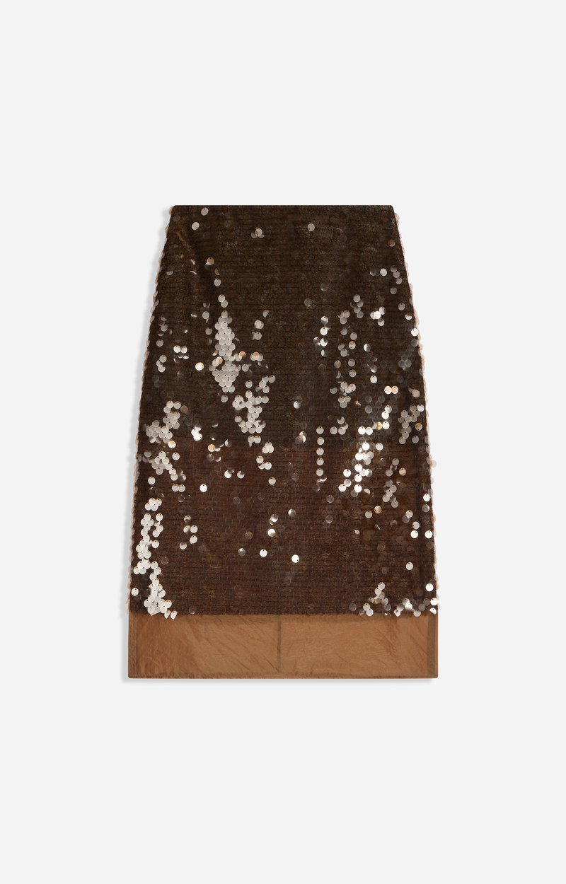 Jupe Heasy Jupe midi paillet&eacute;e, coloris laiton VANESSA BRUNO