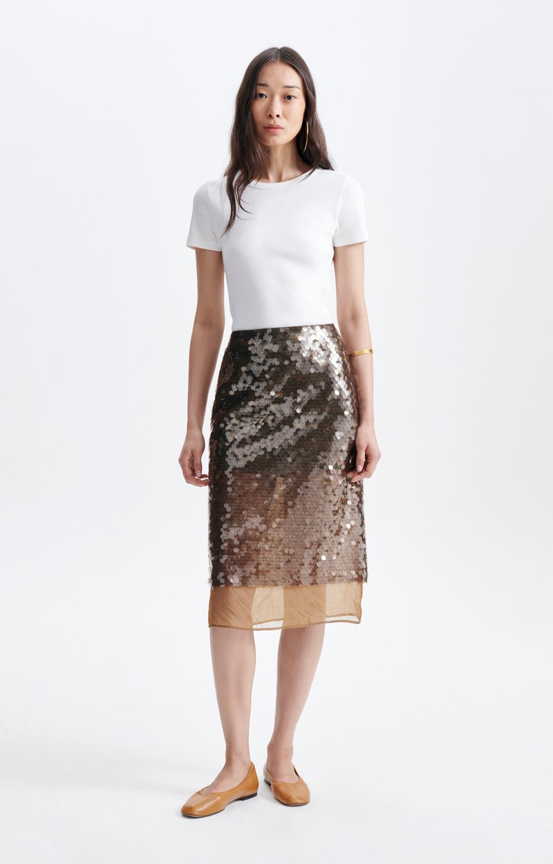 Jupe Heasy Jupe midi paillet&eacute;e, coloris laiton VANESSA BRUNO