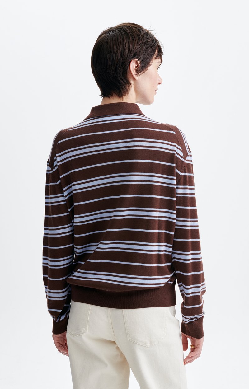 Polo Hadrien Polo manches longues en maille ray&eacute;e m&eacute;rinos VANESSA BRUNO