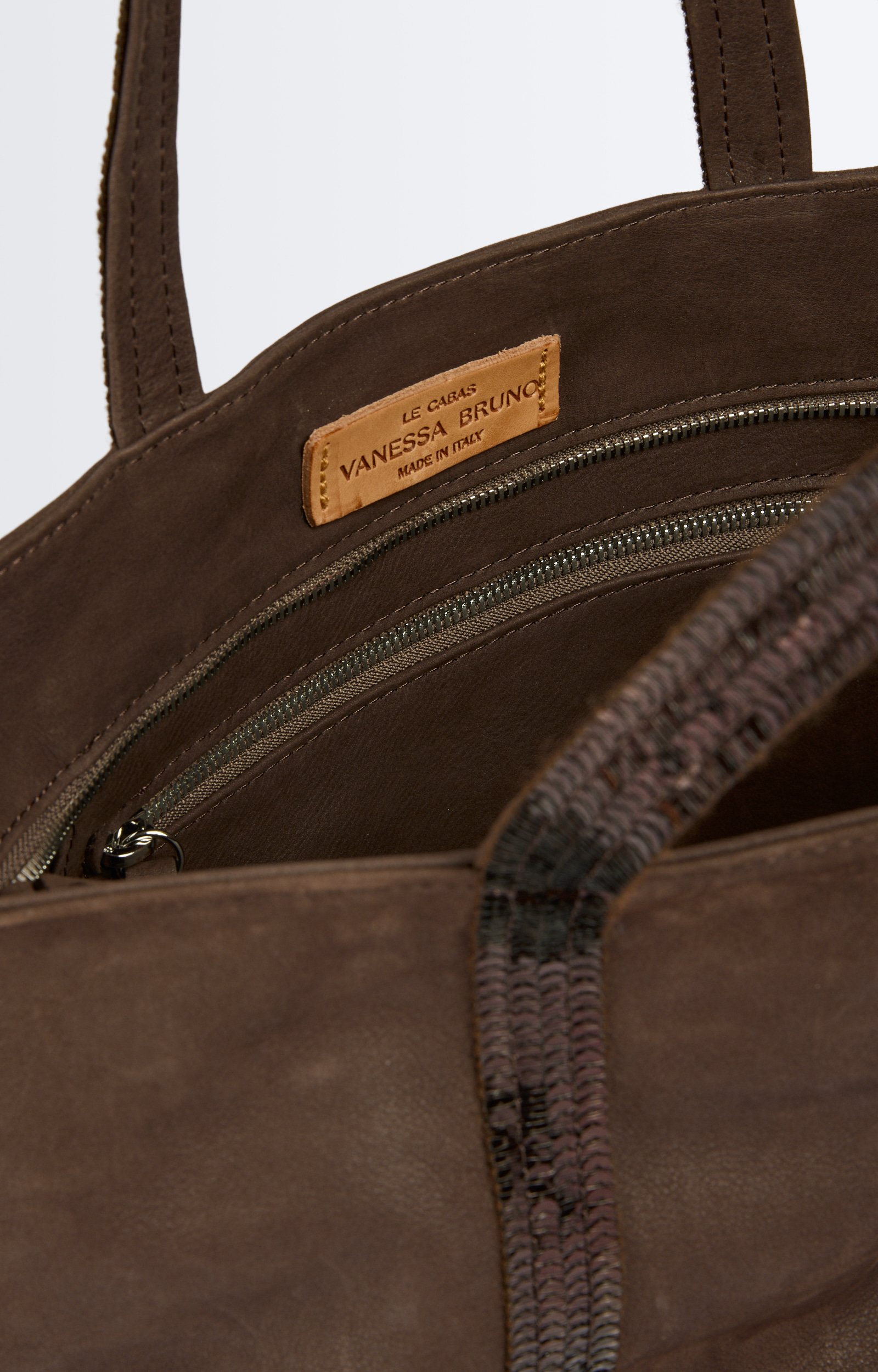 Cabas M Zipp&eacute; en Cuir Nubuck En cuir, finitions sequins VANESSA BRUNO