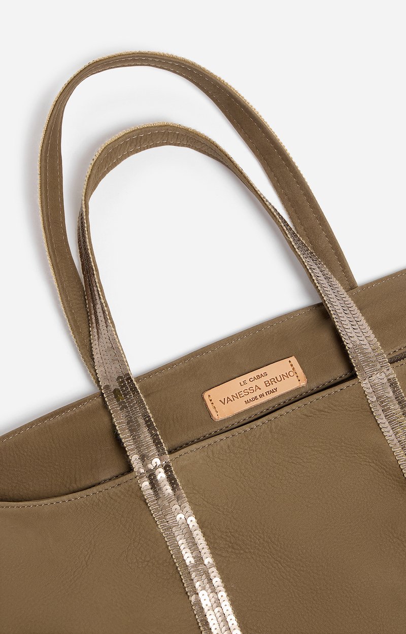 Cabas L Zipp&eacute; en Cuir Nubuck En cuir, finitions sequins VANESSA BRUNO