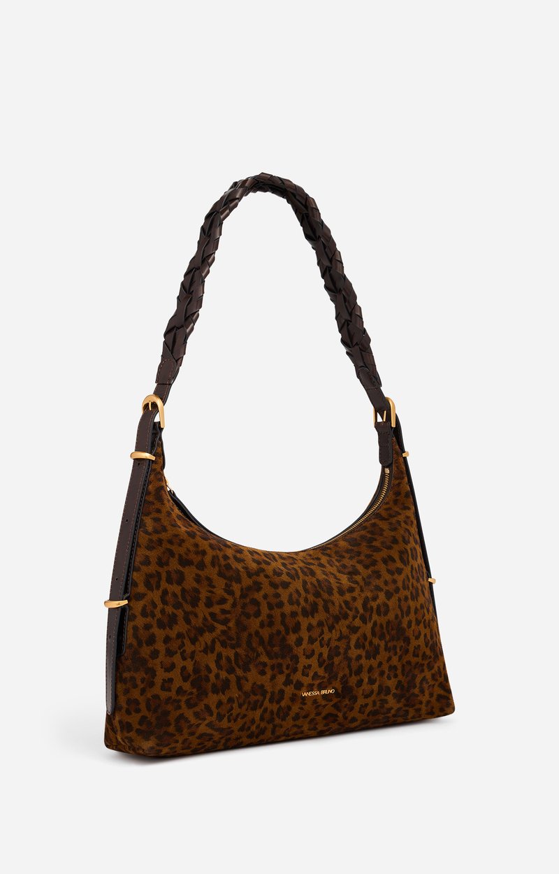 Petit Sac Hobo Jess L&eacute;opard Cuir velours imprim&eacute; l&eacute;opard VANESSA BRUNO