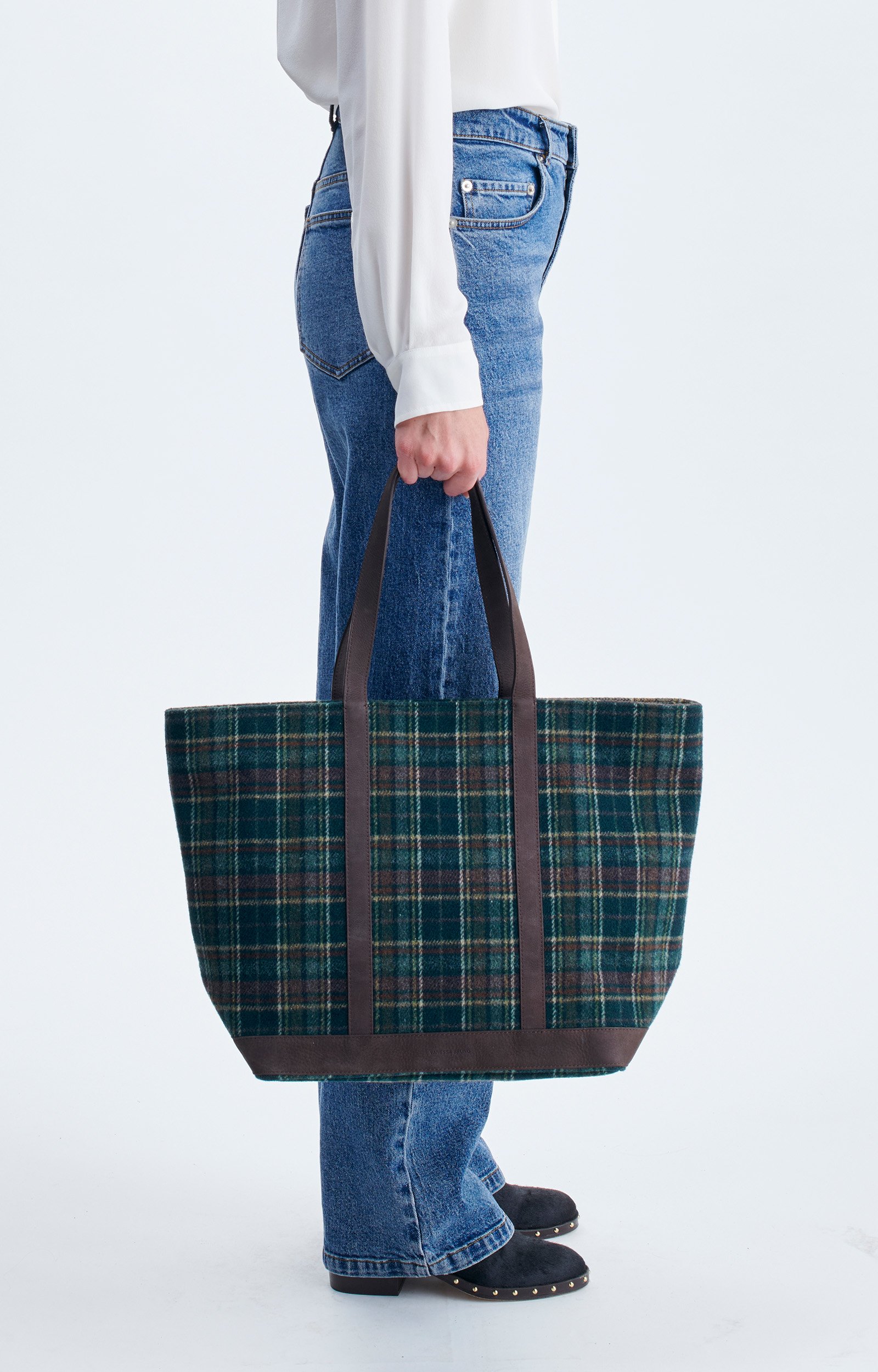 Cabas L Zipp&eacute; Tartan Cabas en tissu tartan, finitions cuir VANESSA BRUNO