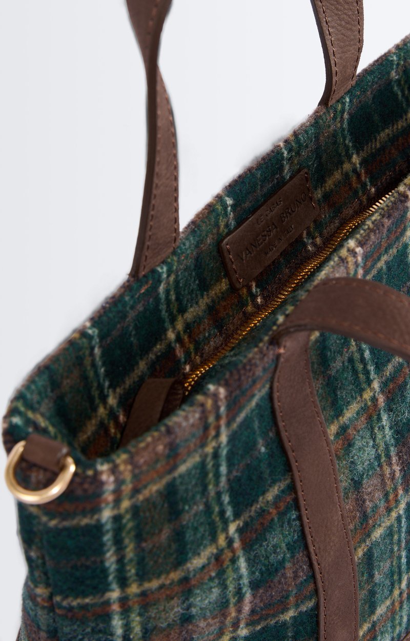 Cabas S Zipp&eacute; Tartan Cabas en tissu tartan, bandouli&egrave;re amovible VANESSA BRUNO