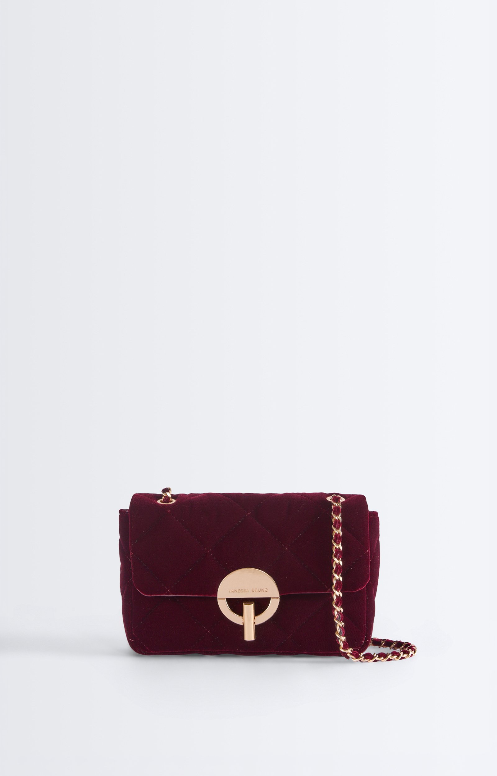 Moyen Sac Moon En Velours Sac Moon en velours matelass&eacute;, finitions cuir VANESSA BRUNO