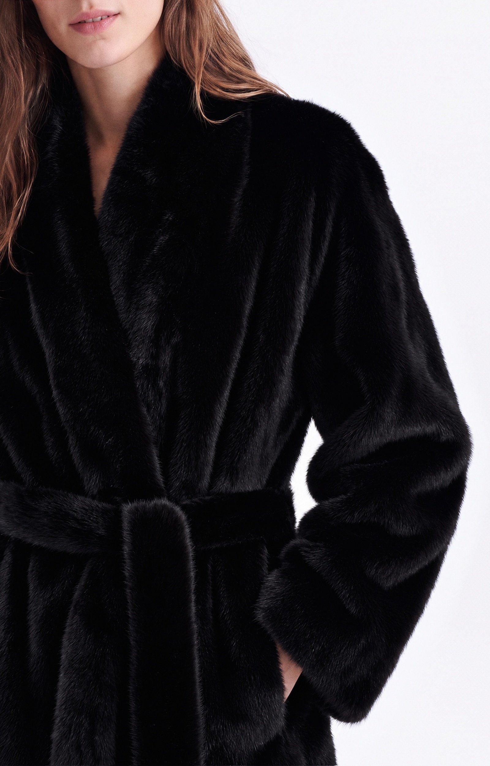 Manteau Hallen Manteau long ceintur&eacute; en fausse fourrure VANESSA BRUNO