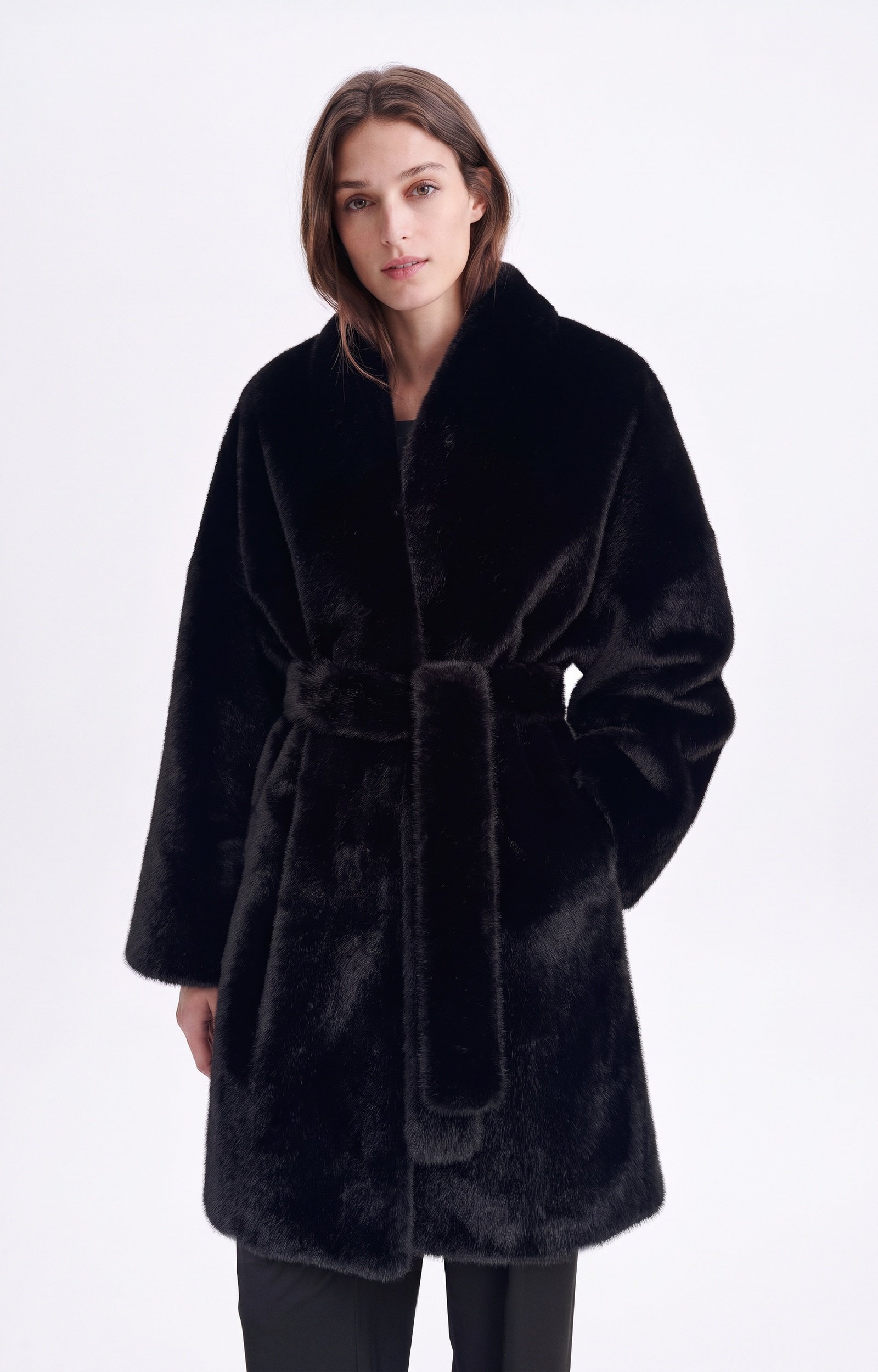 Manteau Hallen Manteau long ceintur&eacute; en fausse fourrure VANESSA BRUNO
