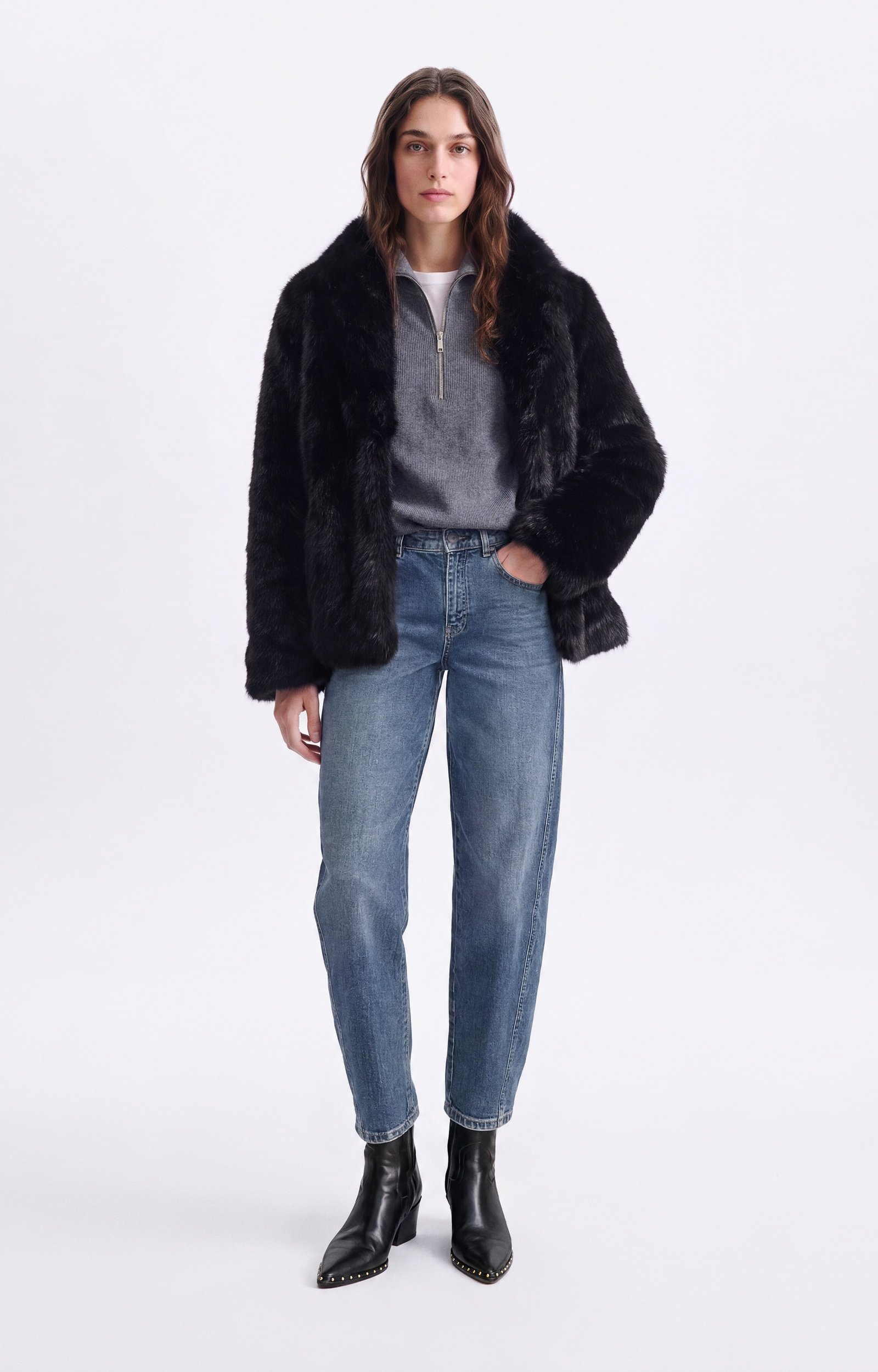 Veste Grey Veste courte cintr&eacute;e en fausse fourrure VANESSA BRUNO