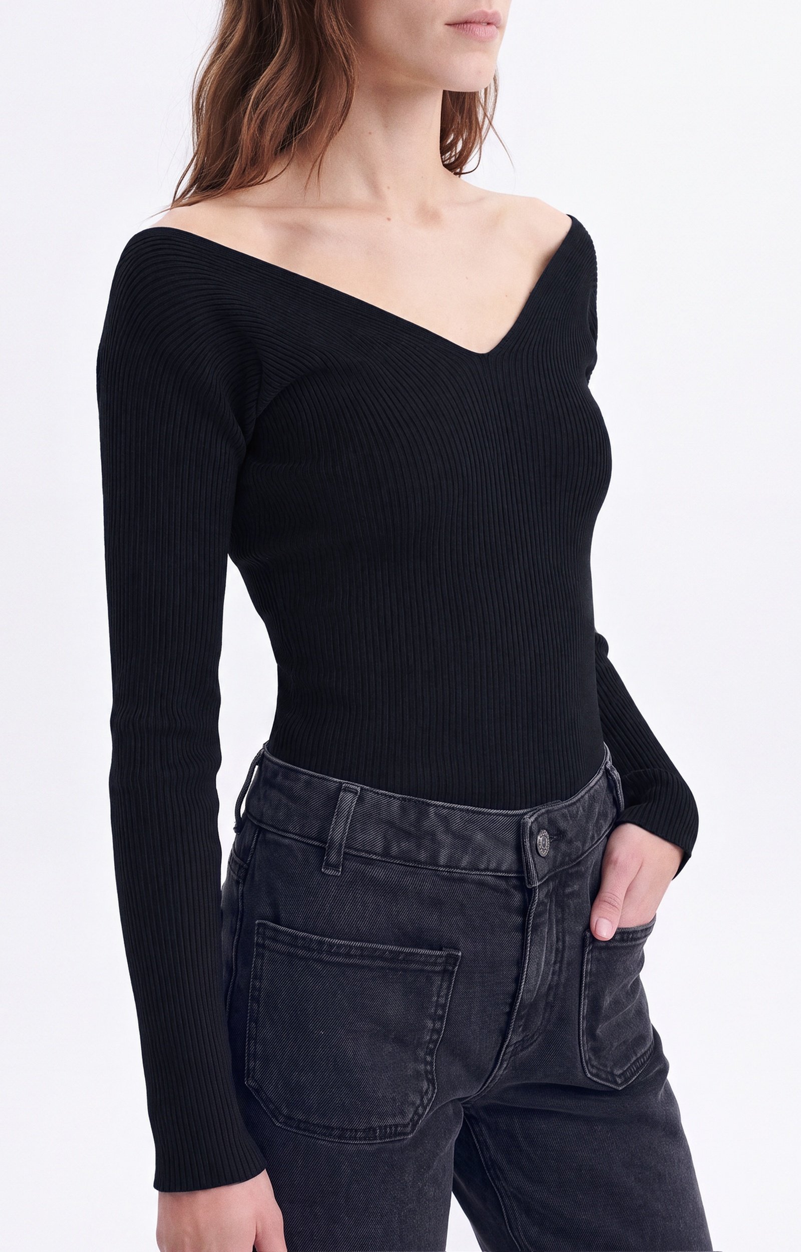 Pull Habiba Pull ajust&eacute; en maille fine, encolure bateau VANESSA BRUNO
