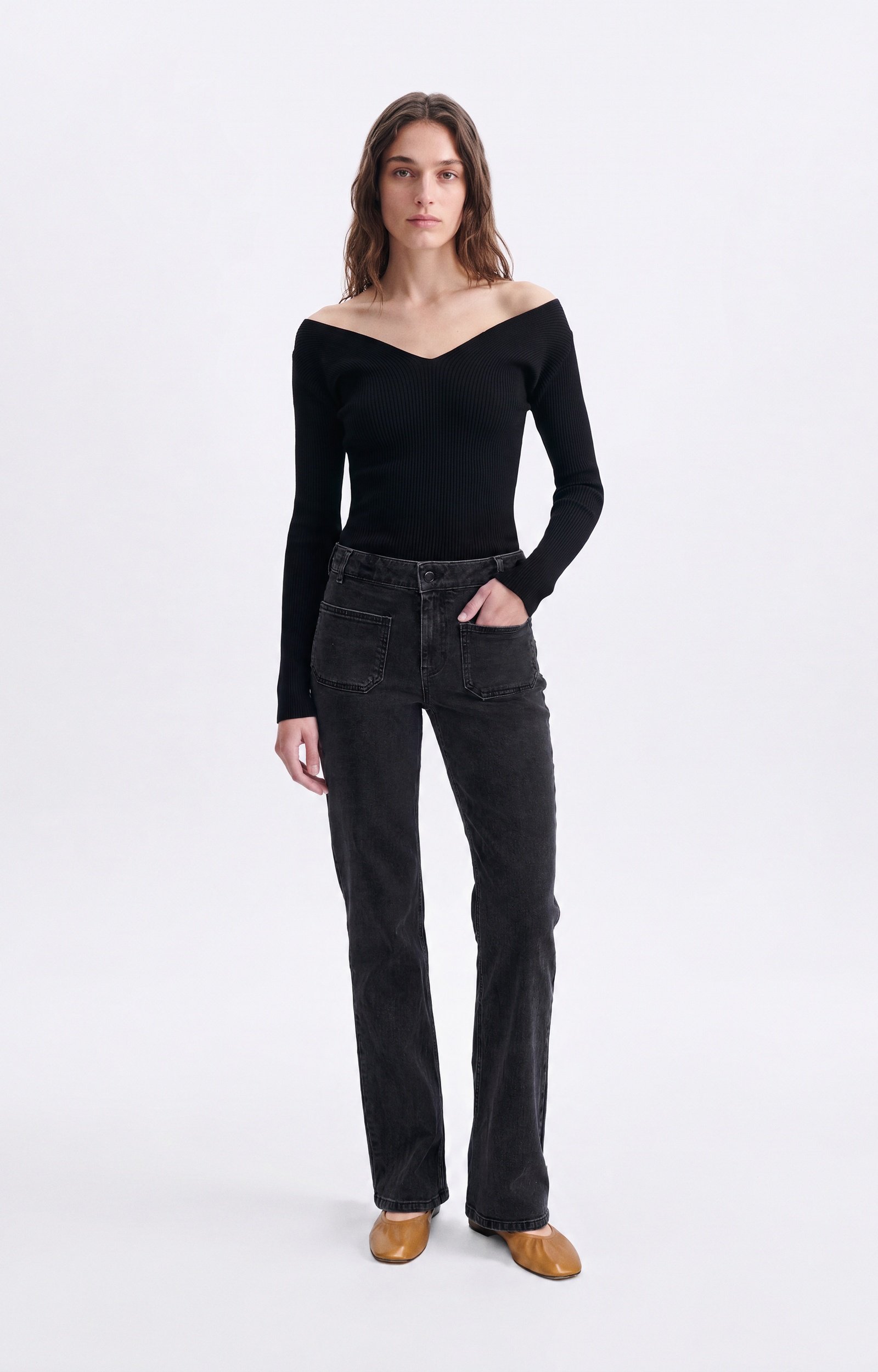Pull Habiba Pull ajust&eacute; en maille fine, encolure bateau VANESSA BRUNO
