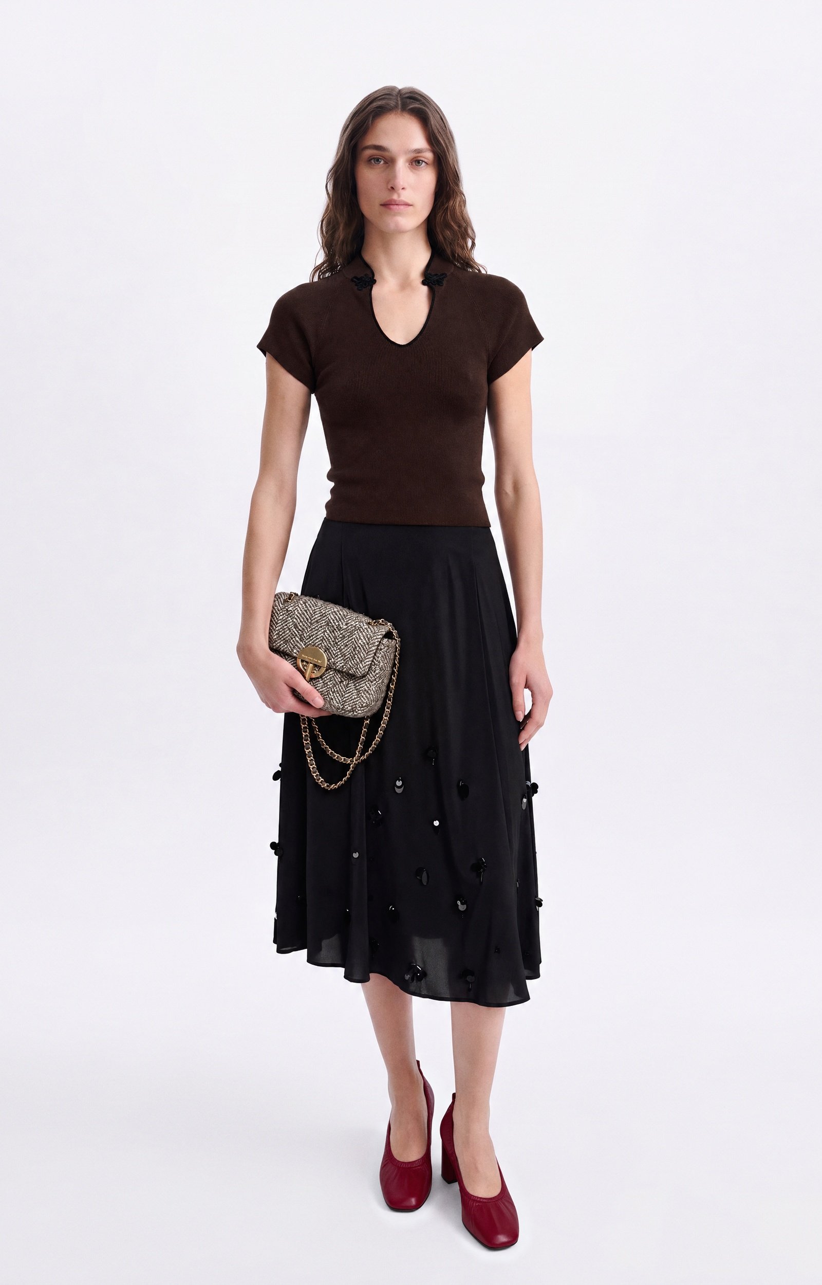 Jupe Hawa Jupe longue brod&eacute;e de perles et sequins VANESSA BRUNO