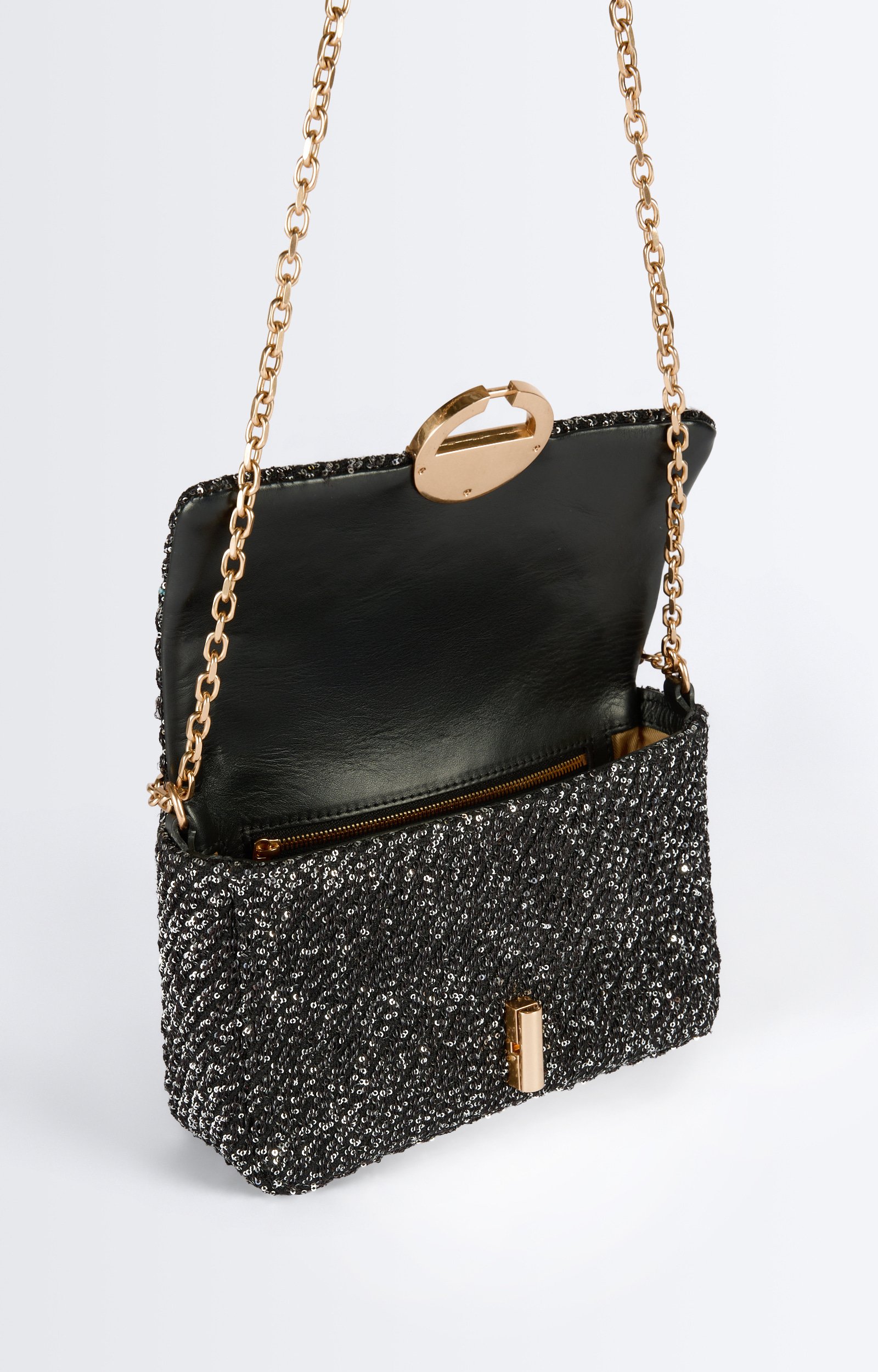 Moyen Sac Moon Sequins Sac Moon &agrave; sequins, cha&icirc;ne dor&eacute;e VANESSA BRUNO